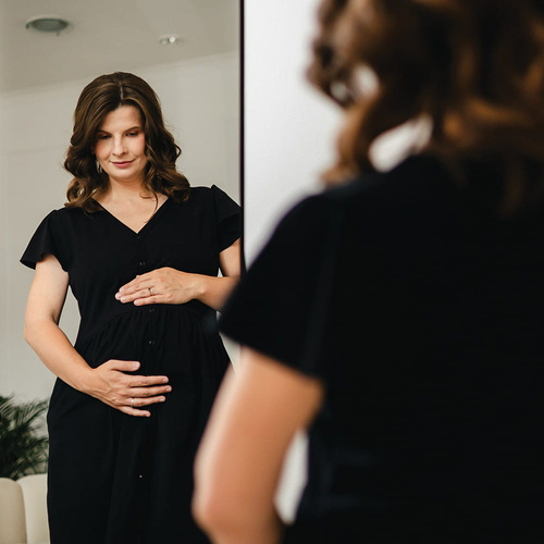 Linda Embarazo camisa desabrochada Eevi negro - para la lactancia, elástica, transpirable, calidad polaca