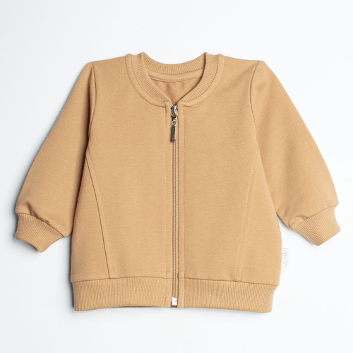 222273 Sudadera bomber Olo Nicol color caramelo de algodón felpa con cremallera para niño