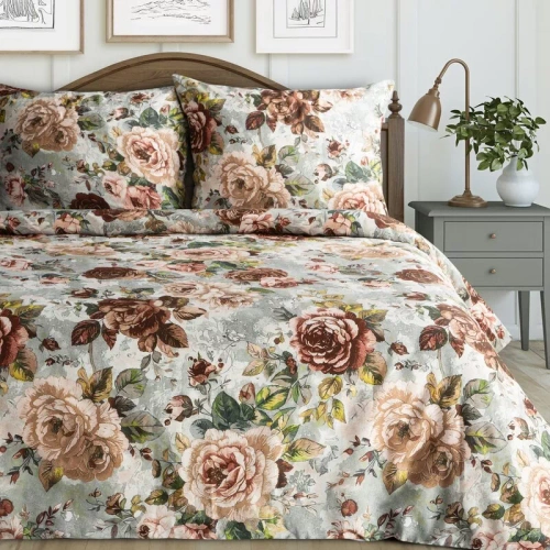 Eurofirany Felice ropa de cama de algodón satinado con estampado y cremallera