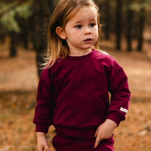 Sudadera Simply Comfy Eevi para niño - oversize, 100% algodón, burdeos