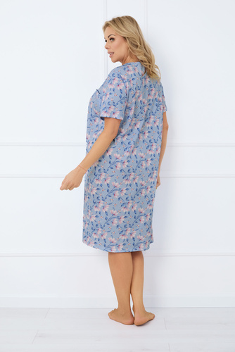 Camisón desabrochado Facelia, manga corta Moda Italiana - estampado