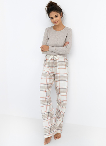 Pijama de mujer Angelina Sensis - blusa melange y pantalón de franela a cuadros