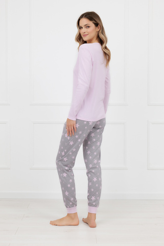 Sara Pijama de señora Italian Fashion rosa - algodón, manga larga y pantalón