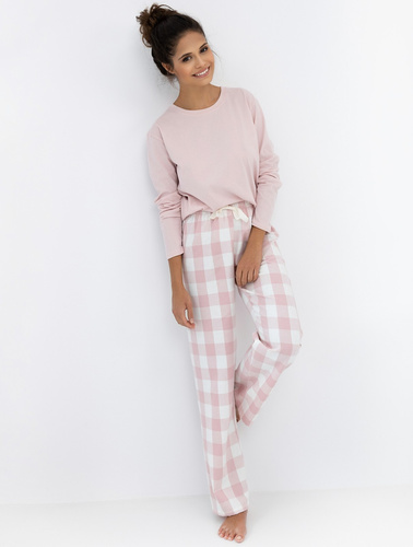 Pijama de mujer Saylor de Sensis - Pantalón de manga larga de algodón y franela a cuadros
