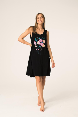 Key LND 560 camisón negro de bambú con estampado