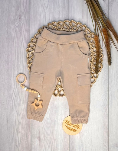Pantalones jogger bebé Mamatti SJ12 beige – suaves y cómodos