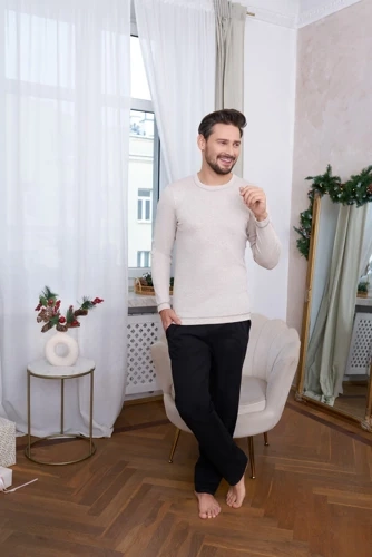 Zermat Pijama hombre manga larga, pantalón largo Moda Italiana