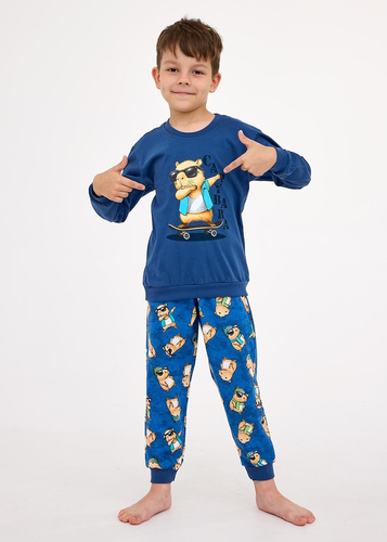 593/177 966/177 Pijama de niño Cornette Capybara | Algodón, estampado, manga larga, pantalón estampado
