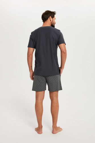 Abel Pijama de manga corta para hombre, pantalón corto Moda Italiana - grafito/estampado