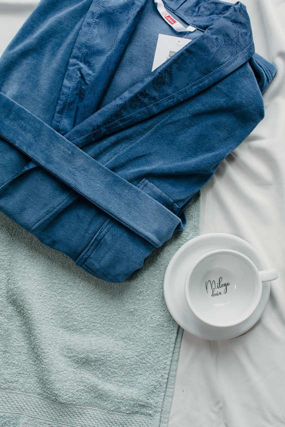 866 Noble Albornoz de terciopelo para hombre De Lafense - corto, elegante, algodón - denim