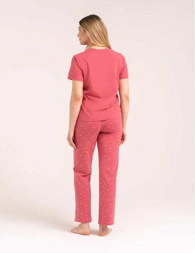 Pijama de mujer Moraj PDD4300-024 rosa de algodón con corazones y pantalones largos