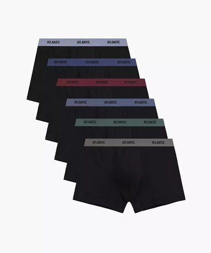 Bóxers para hombre Atlantic 6SMH-004 A6 negro – pack de 6, 95% algodón, ajustados
