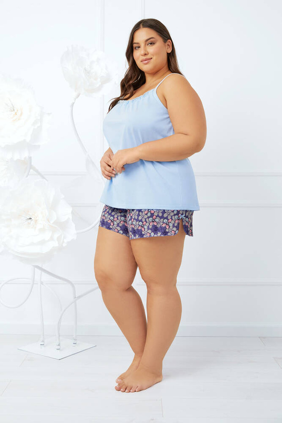 Gonesa Pijama señora slim-fit, short Moda Italiana - azul/print