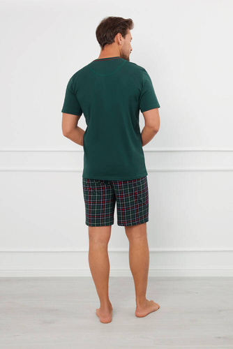 Fogo Pijama de manga corta para hombre, pantalón corto Moda Italiana - verde/estampado
