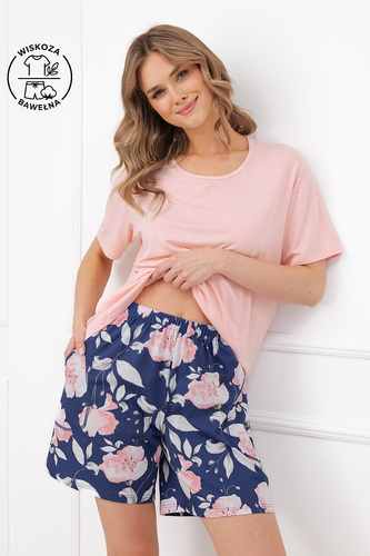 Pijama de mujer Italian Fashion Ardizja viscosa algodón flores pantalones cortos