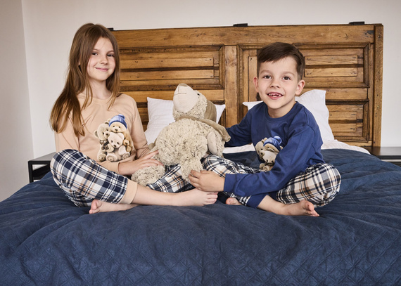 594/187 592/187 Pijama de niña Cornette Bears | Algodón, estampado, pantalón largo a cuadros