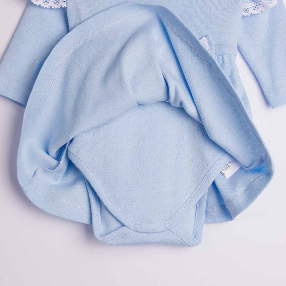 224036 Nicol Vestido-Body para niña azul 100% algodón calado