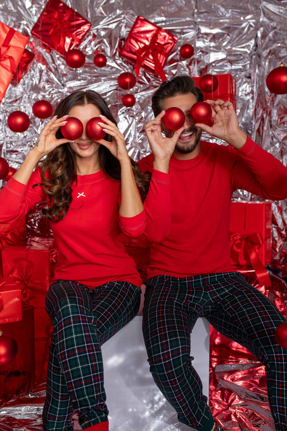 Foggia Pijama señora manga larga, pantalón largo Moda Italiana - rojo/estampado