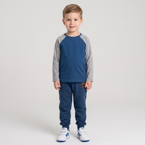 228139 Nicol FARMA Camiseta raglán para niño en color gris melange y azul marino, algodón