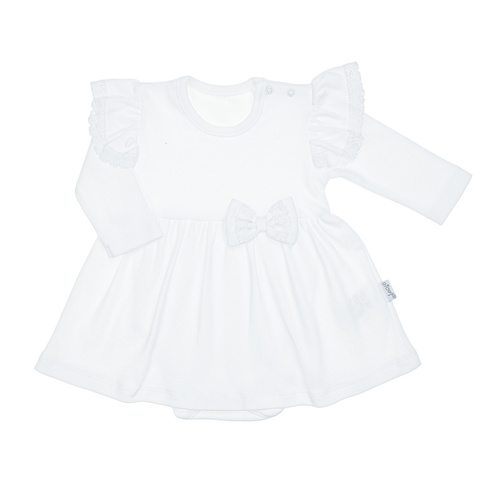 169392 Vestido-body manga larga Nicol - blanco, algodón, con encaje