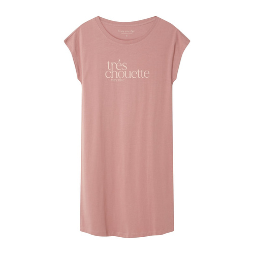 Camisón de señora 44490 Emela melocotón Henderson, 100% algodón, manga corta, medio escote redondo