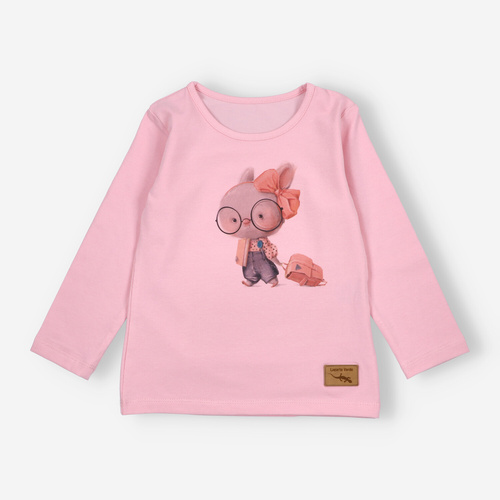 KAR-3011 Blusa de manga larga para niña Lagarto Verde rosa - elegante, algodón, producción polaca