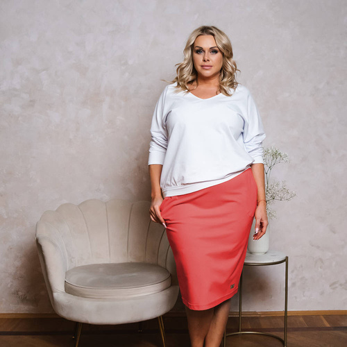 Karina falda midi mujer Moda Italiana - coral