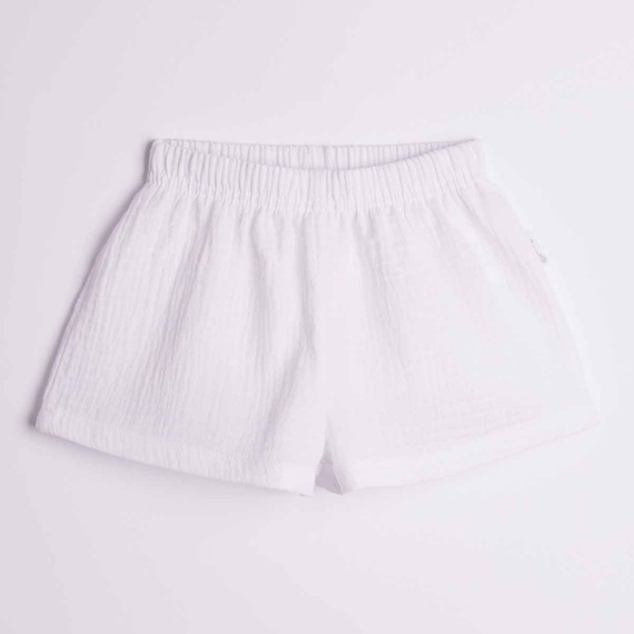 Pantalones cortos para niña Nicol 224315 muselina 100% algodón verano-blancos