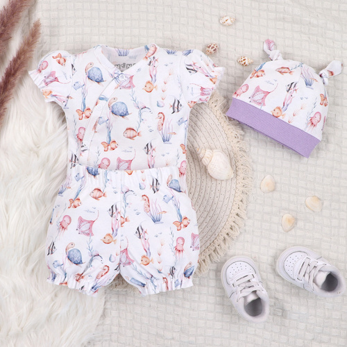 ABN-5489 Pantalón corto para bebé de algodón orgánico Underwater World Nine, para niña