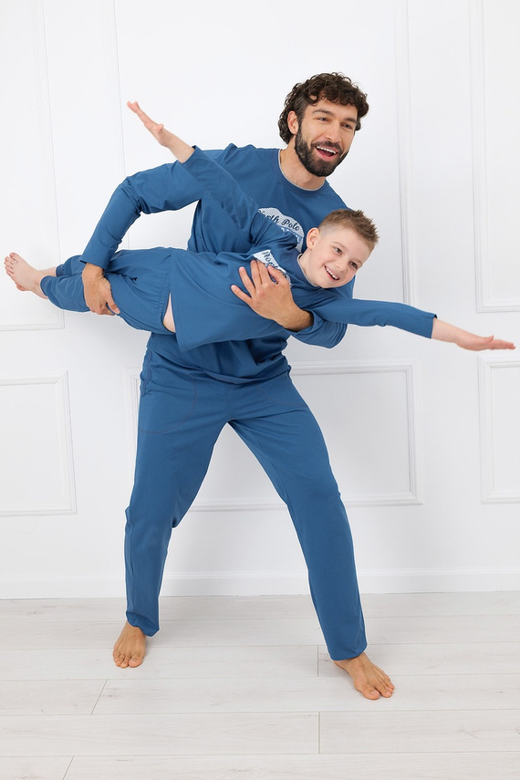 Pijama infantil masculina Italian Fashion Kasim 100% algodón manga larga - vaquera