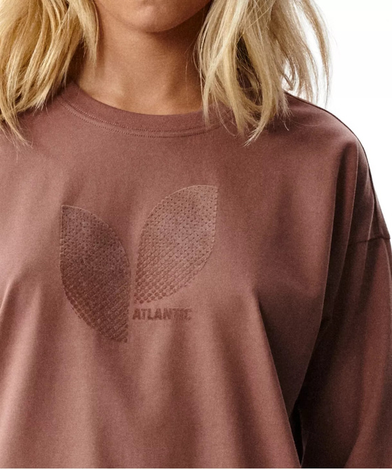 Atlantic NLP-517 Pijama larga de mujer 100% algodón con puños marrón
