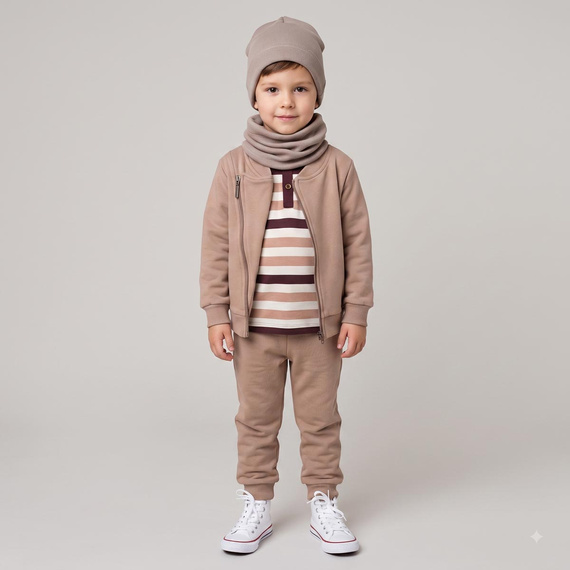 227273 Nicol BENEK Sudadera para niño tipo ramoneska marrón de algodón con cremallera