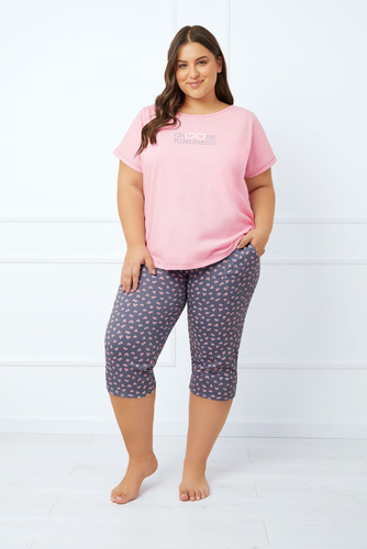 Pijama Lotte Mujer manga corta, pantalón 3/4 Moda Italiana - rosa/estampado