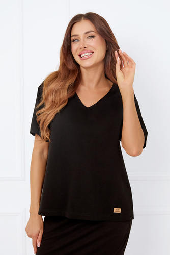 Caro Blusa manga corta Moda Italiana - negro