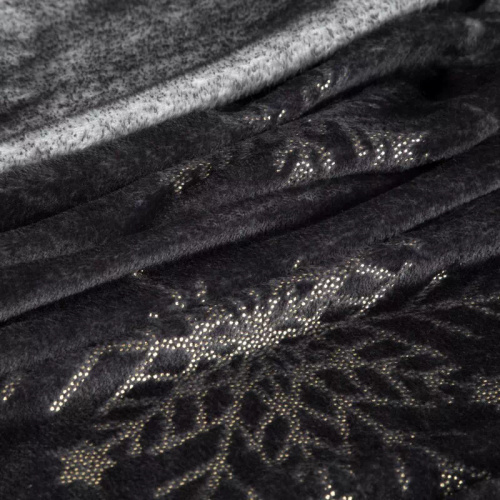 Eurofirany Manta de Navidad copos de nieve oro negro - colcha de microfibra suave, 240 g/m²
