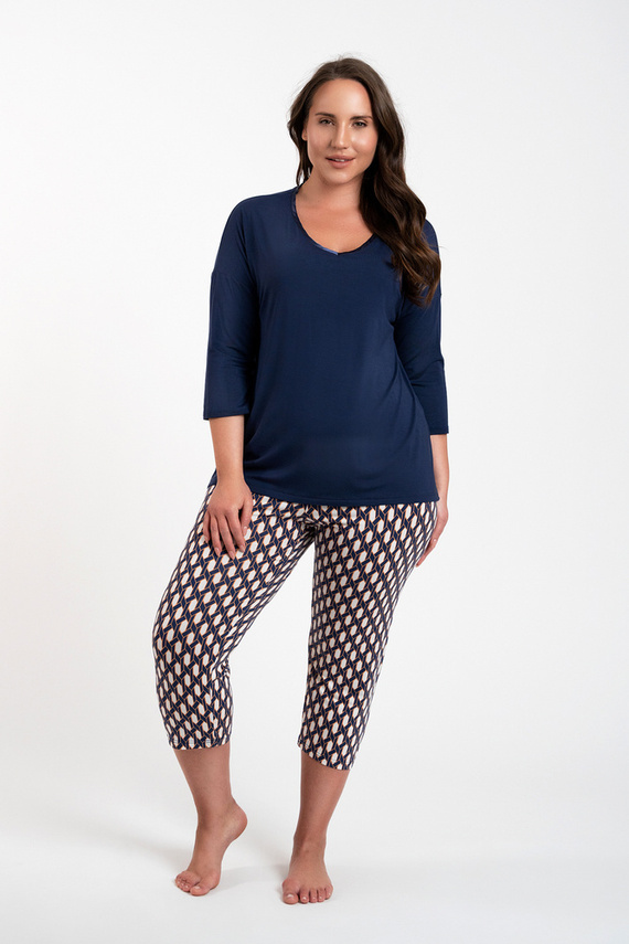 Milda Pijama de mujer manga 3/4, pantalón 3/4 Moda Italiana