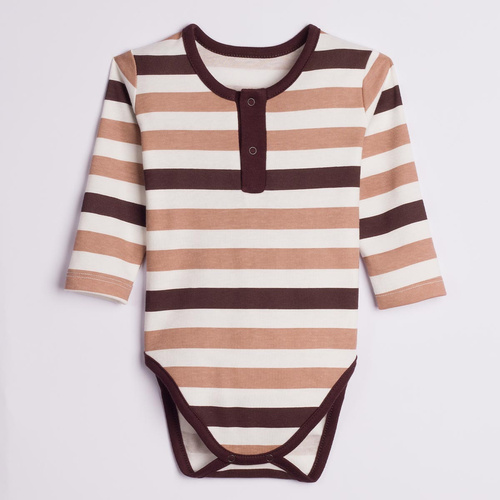 227096 Nicol BENEK Body para bebé manga larga rayas marrón beige ecru