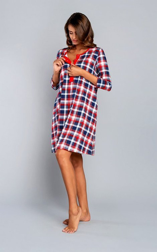 Camisón de maternidad y lactancia Rugia manga 3/4 Moda Italiana- rojo