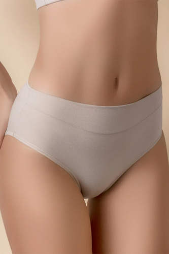 Selene Blanca Braguitas de Algodón Beige de Cintura Alta Cómodas Clásicas