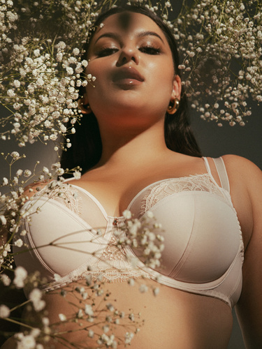 2163 Ava Powder Pink Semi Soft Maxi Bras - Sujetador de busto grande semi acolchado con encaje