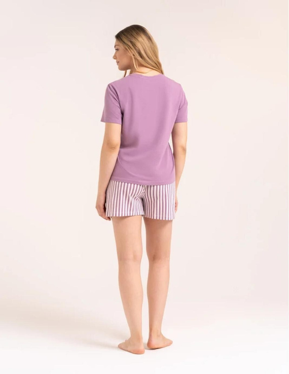 Pijama de mujer Moraj PDD2800-009 violeta de algodón con pantalones cortos a rayas