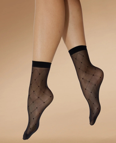 Calcetines mujer Knittex Hold 20 den – calcetines con diseño geométrico nero