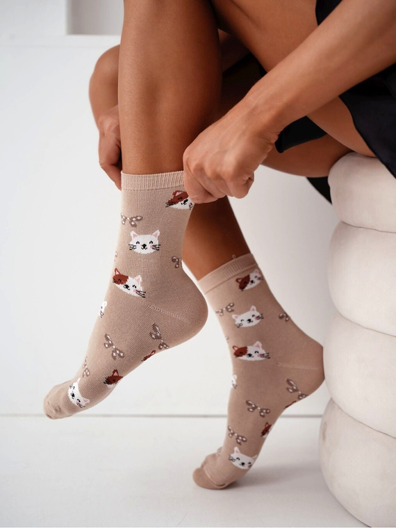 Calcetines mujer algodón Milena 0200-241– canalé cómodos diario beige
