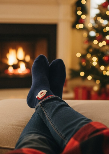 U04.N56 Calcetines Christmas Gatta - calcetines unisex de algodón con motivo navideño, patrón 999 azul marino