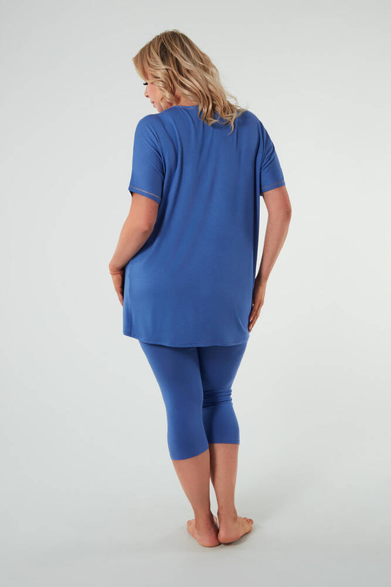 Pijama Natura Mujer manga corta, pantalón 3/4 Moda Italiana - azul