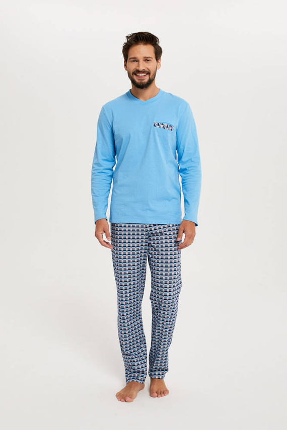 Jaromir Hombres de manga larga, pantalón largo Moda Italiana - azul/print