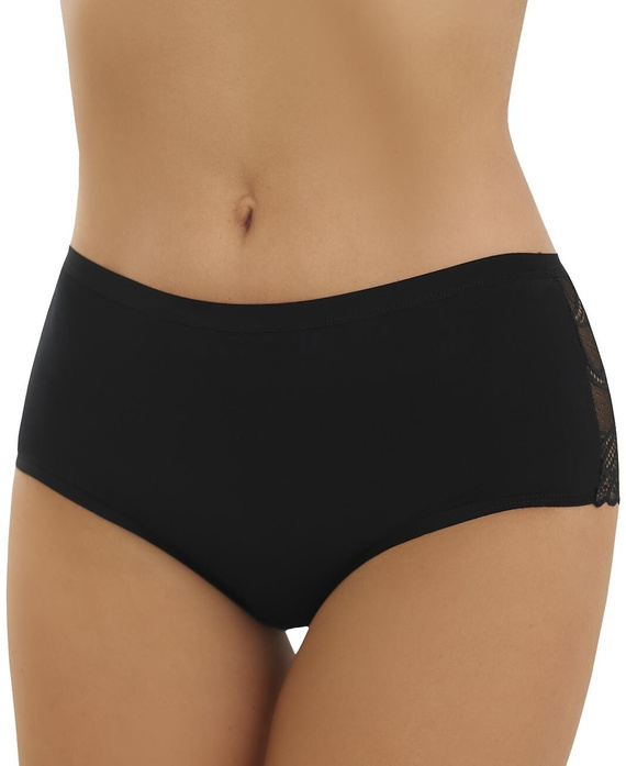 Figi Lori Emili bragas altas de algodón para mujer negras con espalda de encaje