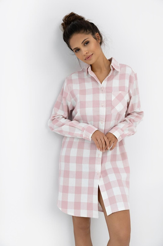 Marley Sensis - Camisón de franela para mujer | Abierto, a cuadros, con cuello