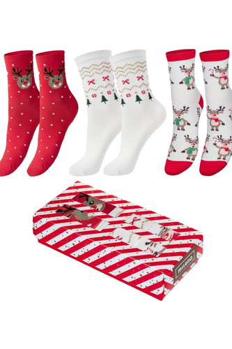 Set de Navidad para mujer Milena 0811.016 - algodón 3 pares de calcetines en caja