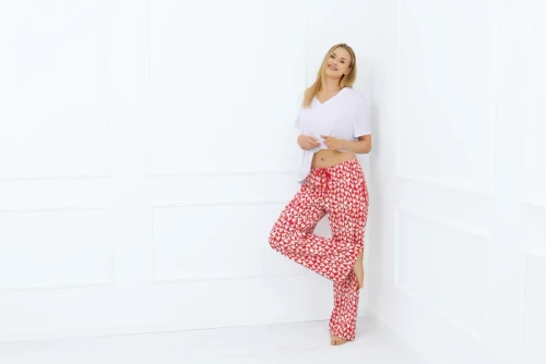 Evora Pantalón de pijama de mujer, largo Moda Italiana - estampado